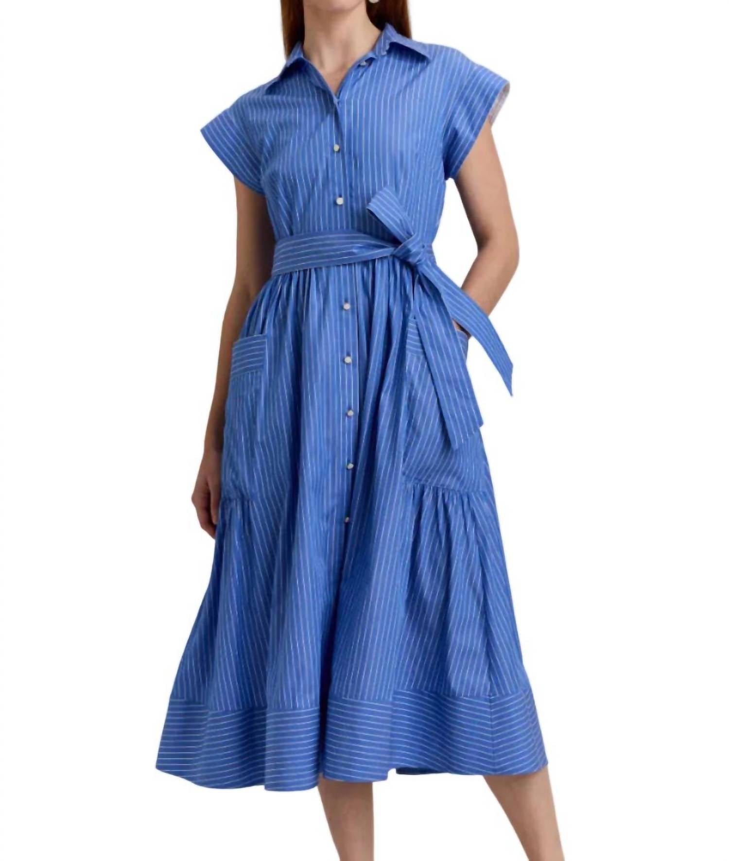 Hinson Wu Annabelle Pencil Stripe Dress in lake blue - women's dress