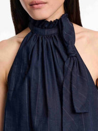 DOROTHEE SCHUMACHER Modern Sophistication Pinstripe Shell Top in blue night - women's blouse - alternate view
