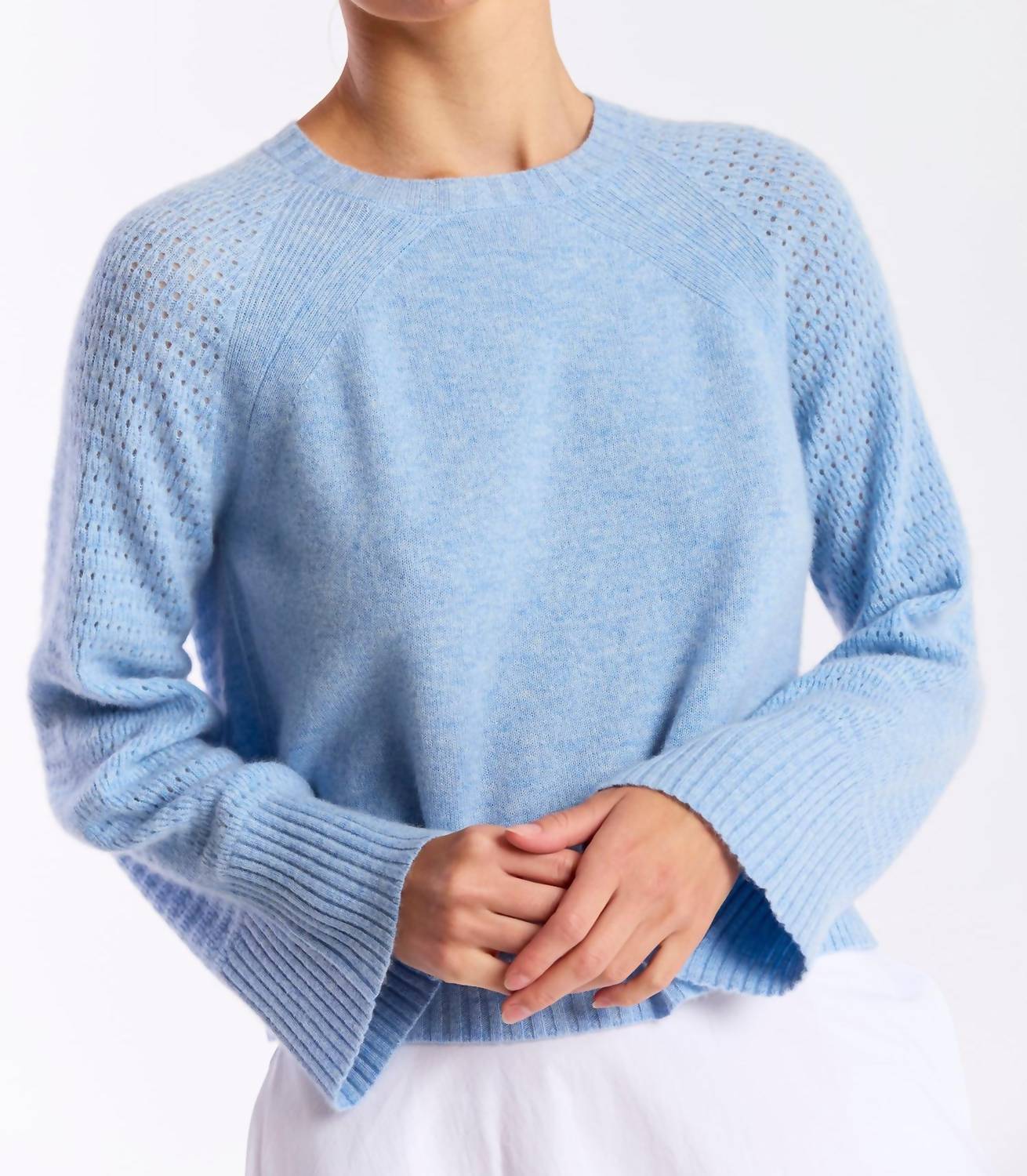 Brodie Cashmere - Natalie Pointelle Crewneck Top