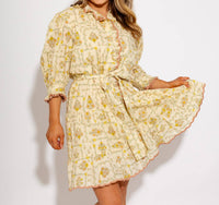 Ivy Jane Trellis Flowers Mini Dress in warm ivory - women's dress