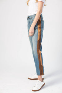 Frame - Le High Straight Leather Tux Jeans