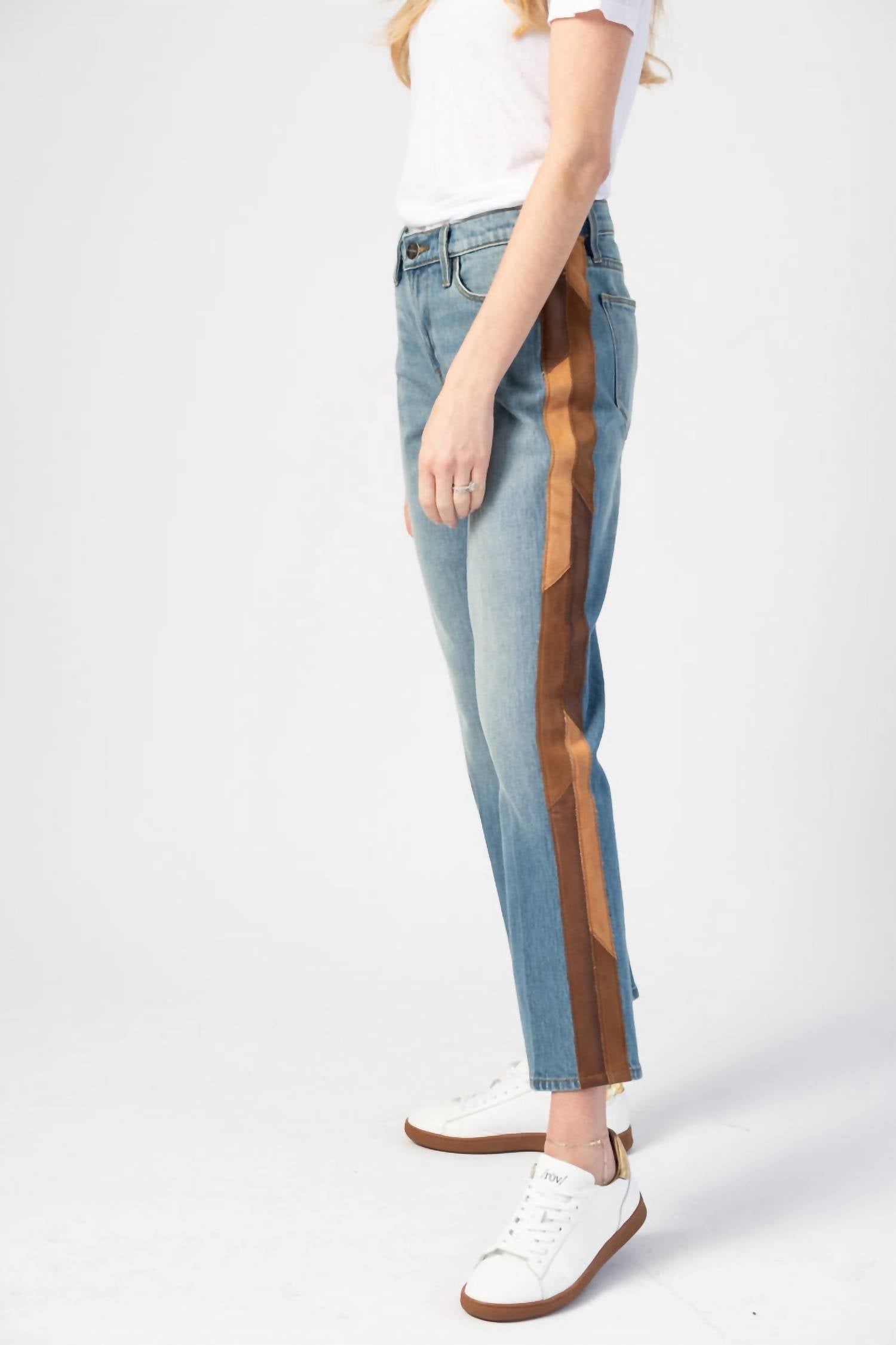 Frame - Le High Straight Leather Tux Jeans
