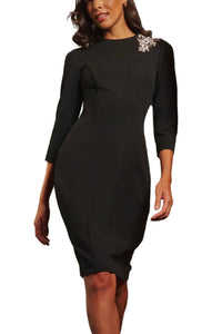 Adrianna Papell - Three-quarter Sleeve Floral Dress