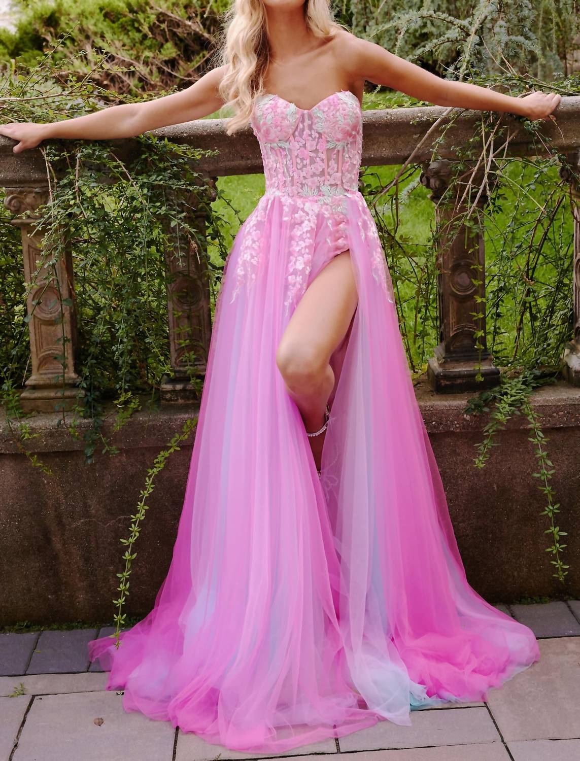 Jovani - Strapless Embellished A Line Gown
