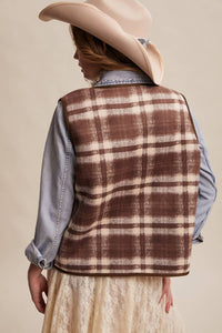 Listicle - Reversible Plaid Sherpa Vest