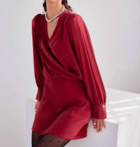 Fifteen Twenty Denise Drape Front Mini Dress in brick - women's dress - view 4
