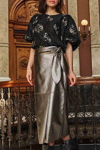 Esqualo - Faux Leather Wrap Skirt