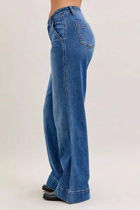 Judy Blue - Darcy Mid Rise Wide Leg Trouser Jeans