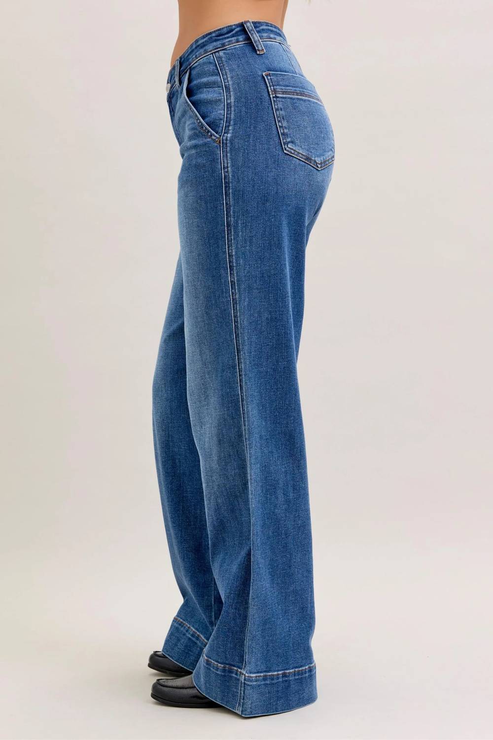 Judy Blue - Darcy Mid Rise Wide Leg Trouser Jeans