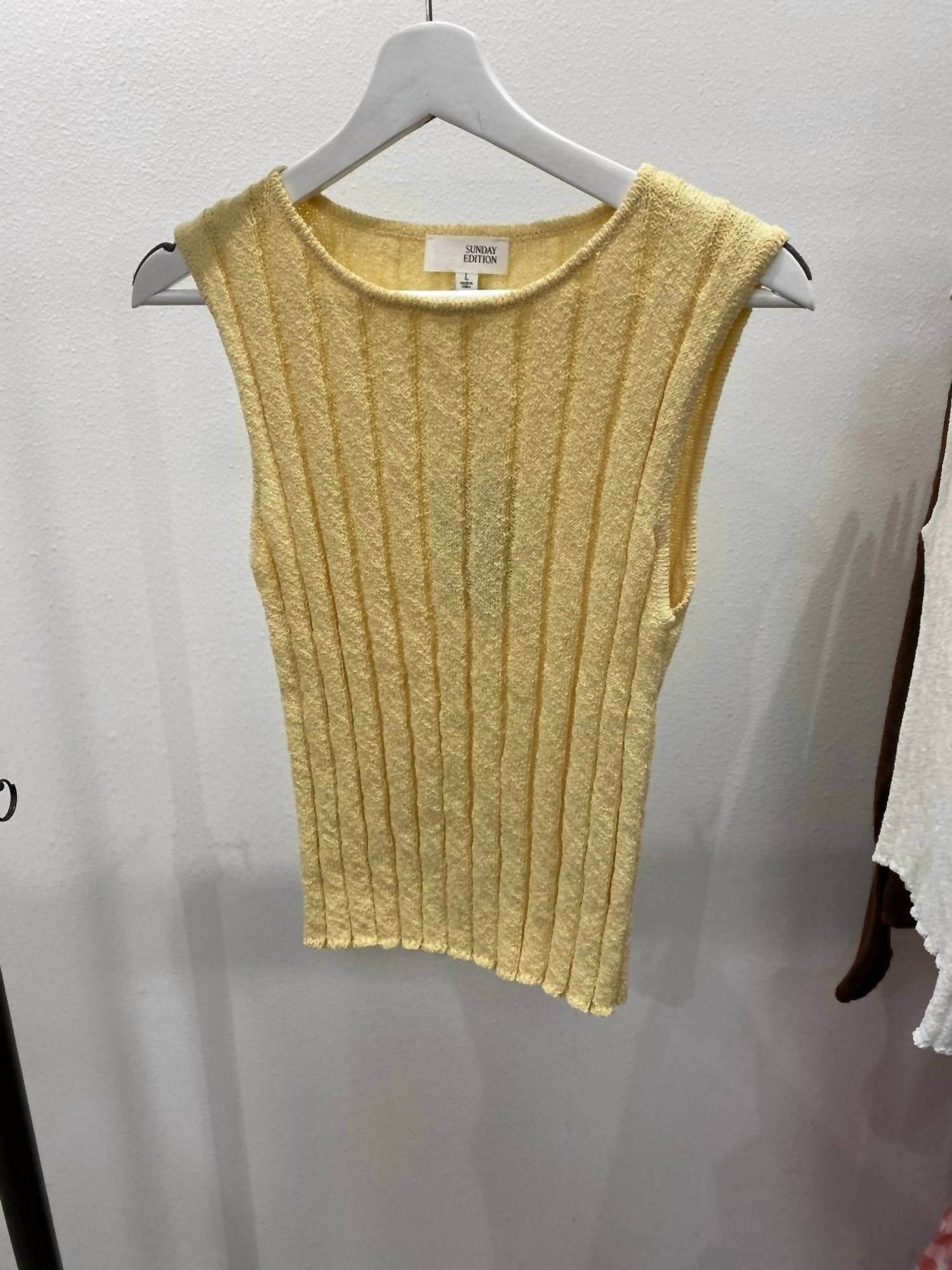 Sunday Edition Boat Neck Sleeveless Knit Top in butter - women's blouse - view 5
