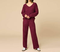 SOFTiES Marshmallow V Neck Lounge Set in cherry cola - women's sleepwear