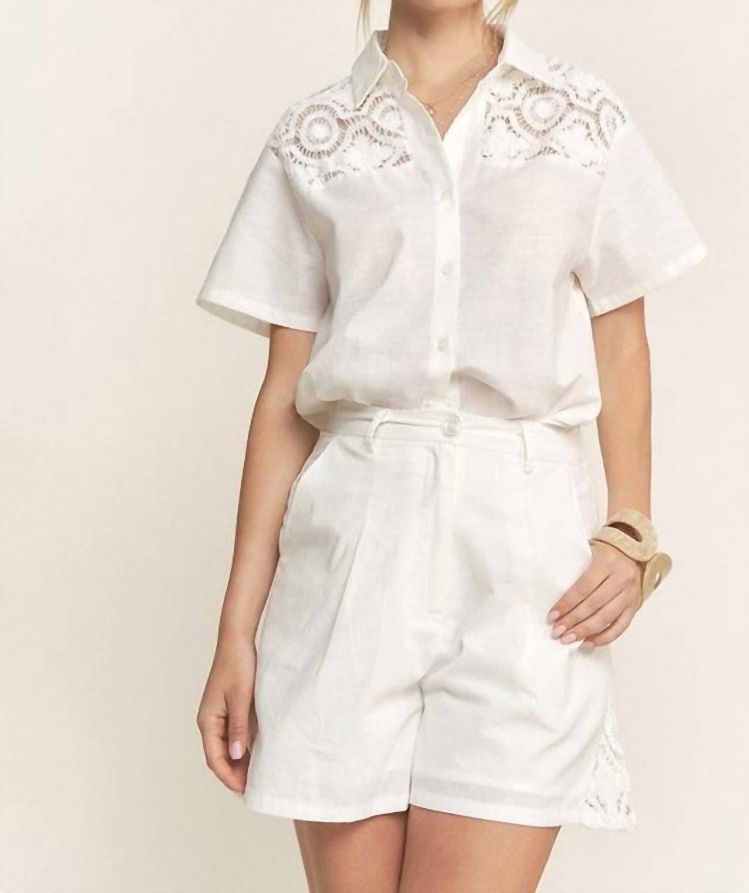 Hersy - Crochet Detail Linen Top
