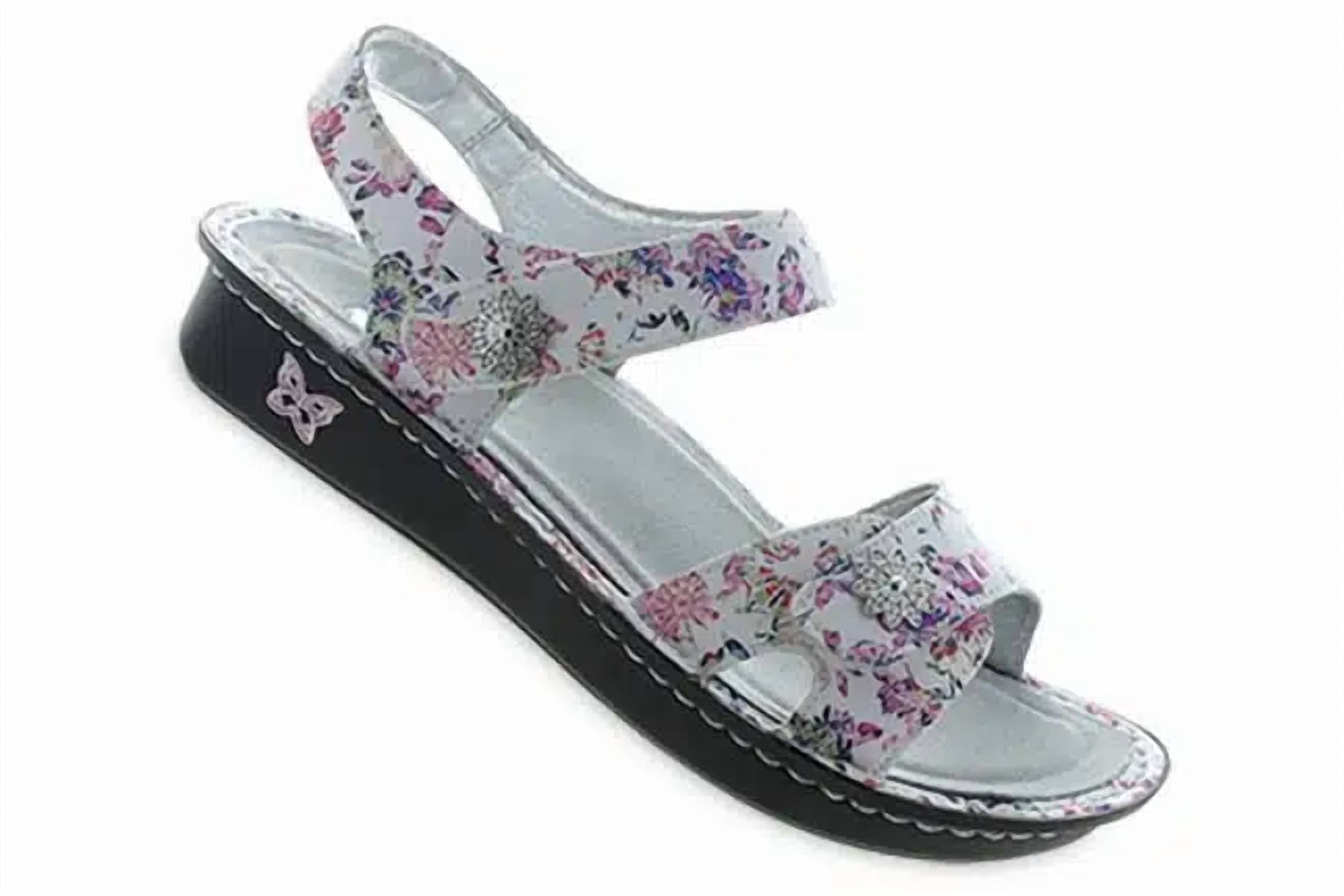 Alegria Women's Leather Sandal in looker white - women's sandal - detail view