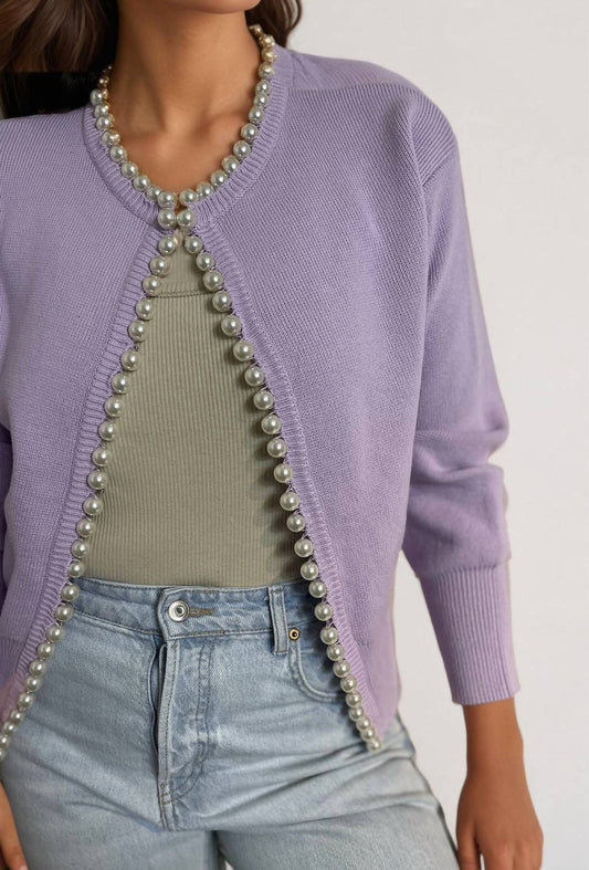 Self-Same - Charlotte Pearl Trim Cardigan