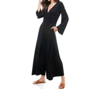 LOVING PEOPLE Deep V Neck Dressy Jumpsuit in black - women's pants - view 4