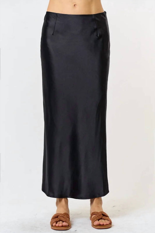 Lalavon - Satin Flared Midi Skirt