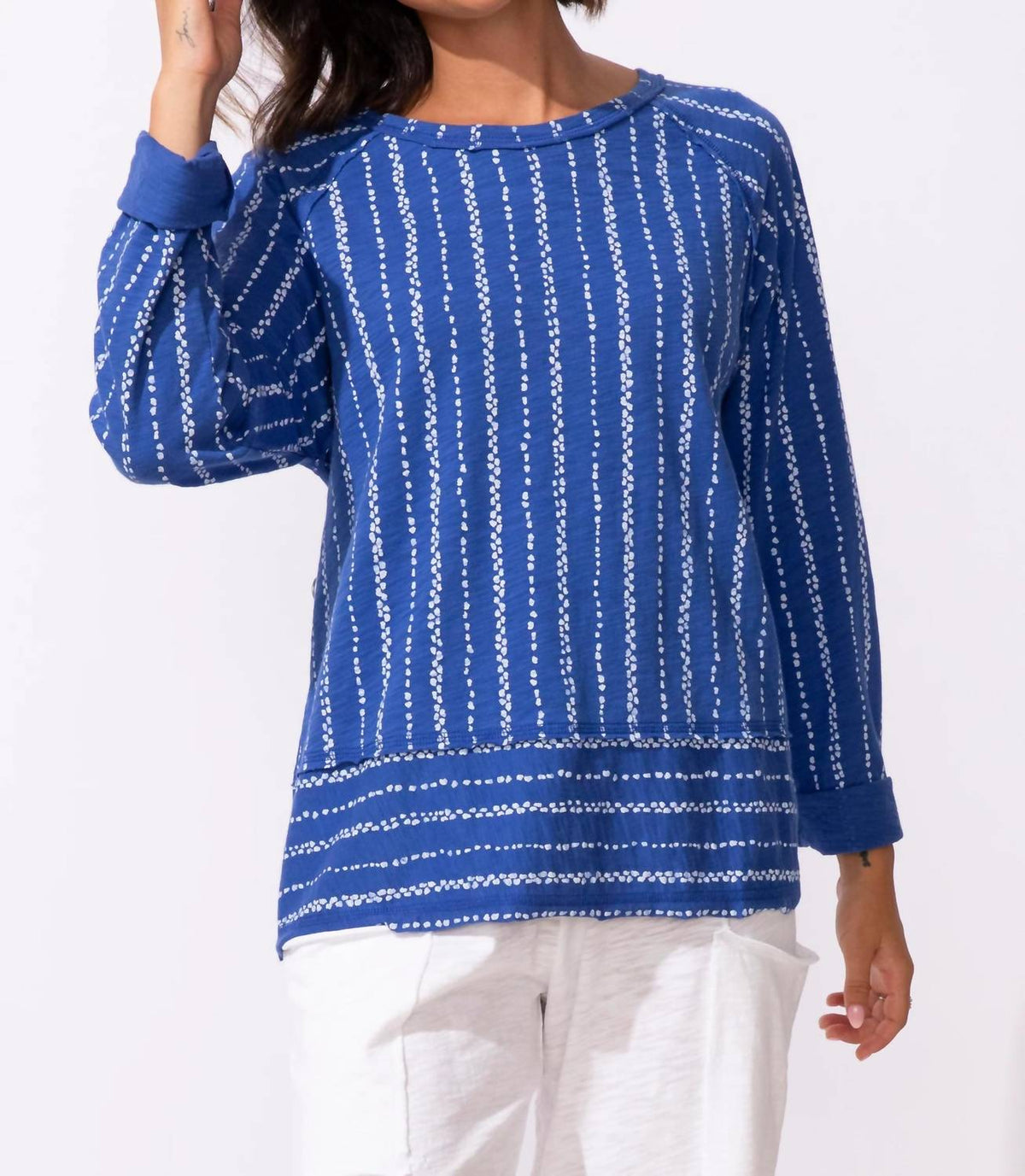 Escape By Habitat - Driftwood Stripe Cotton Pullover Sweatshirt