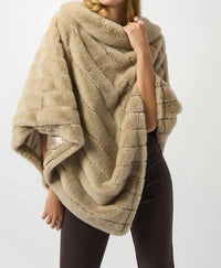 Joseph Ribkoff - Faux Fur Textured Striped Poncho
