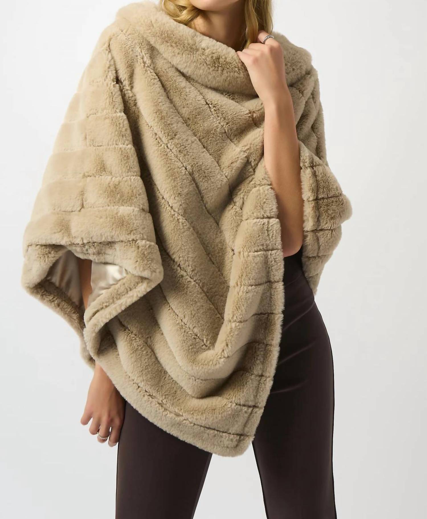 Joseph Ribkoff - Faux Fur Textured Striped Poncho