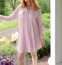 mystree Textured Button Down Shirt Mini Dress in pink - women's dress - alternate view
