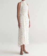A.L.C. Simona Pleated Midi Dress in cream black - women's dress - alternate view