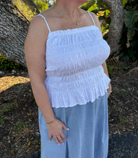Stitch & Co. - Linen Blend Wide Smocked Layering Top