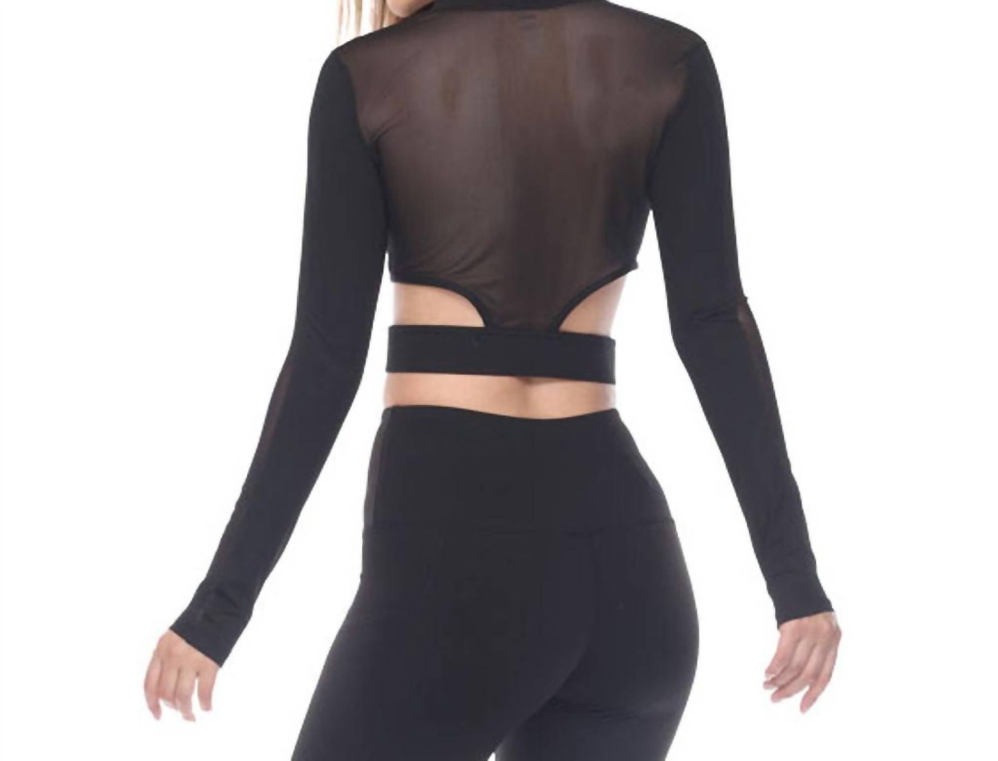 GOLDHAUS Ambition Long Sleeve Top in black - women's long sleeve top - detail view