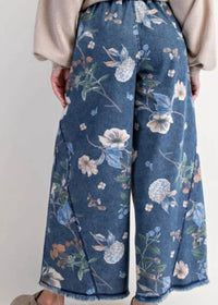 Easel - Floral Print Drawstring Palazzo Pants