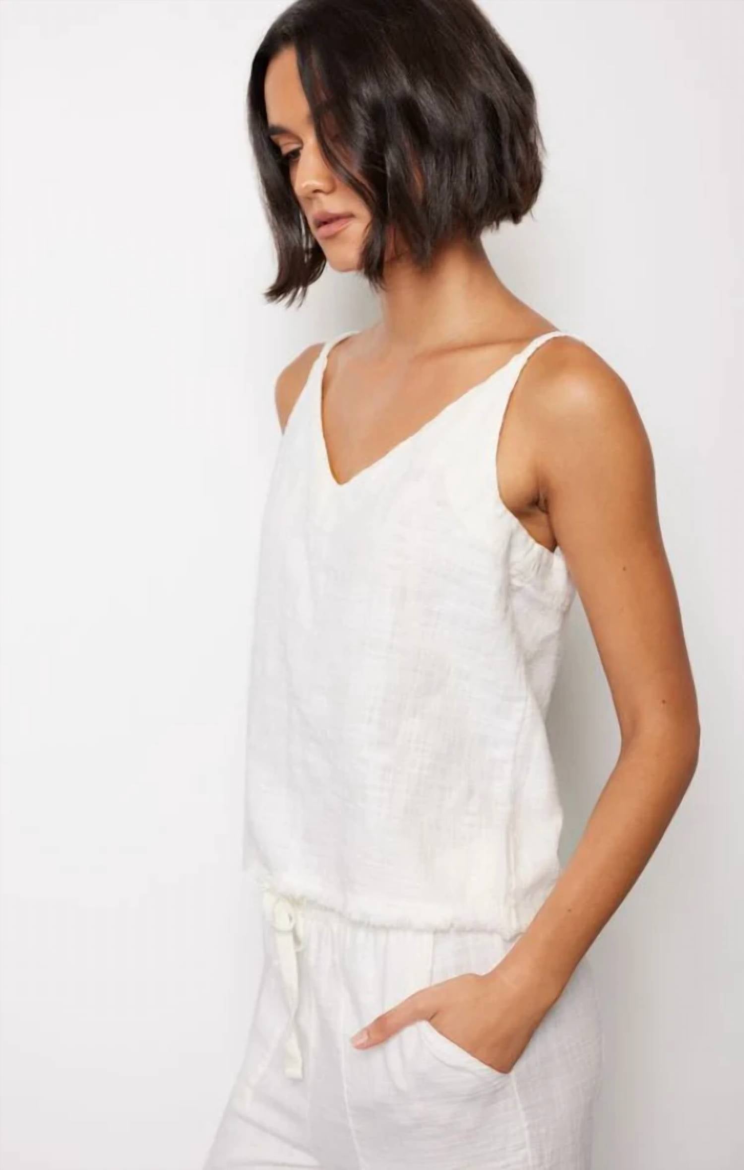 Bobi - V Neck Skinny Strap Cami Top