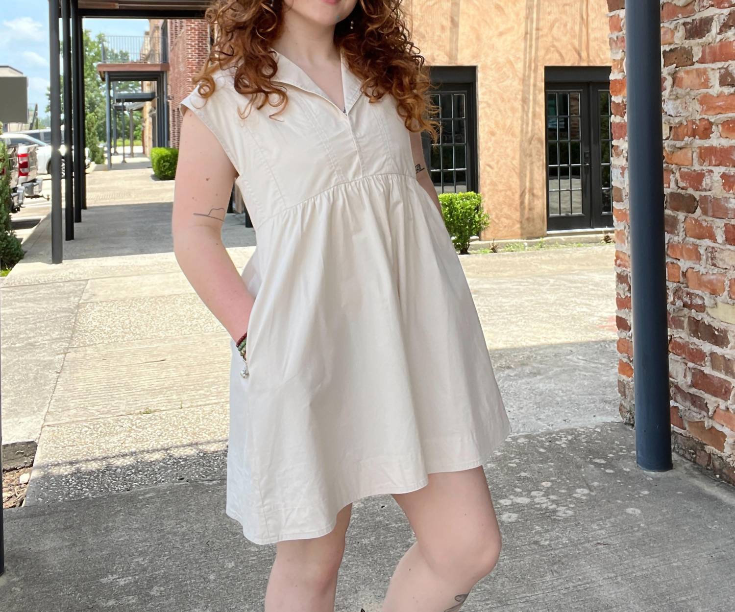 WISHLIST Clean Slate Mini Dress in cream - women's dress - detail view