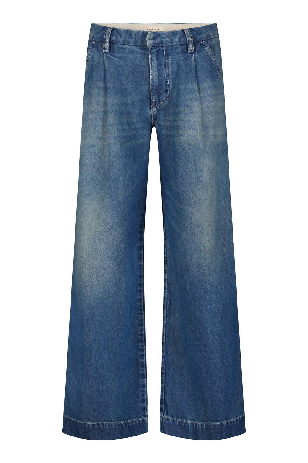 Warp + Weft Women's Venetian Denim Trouser in blue - women's pants