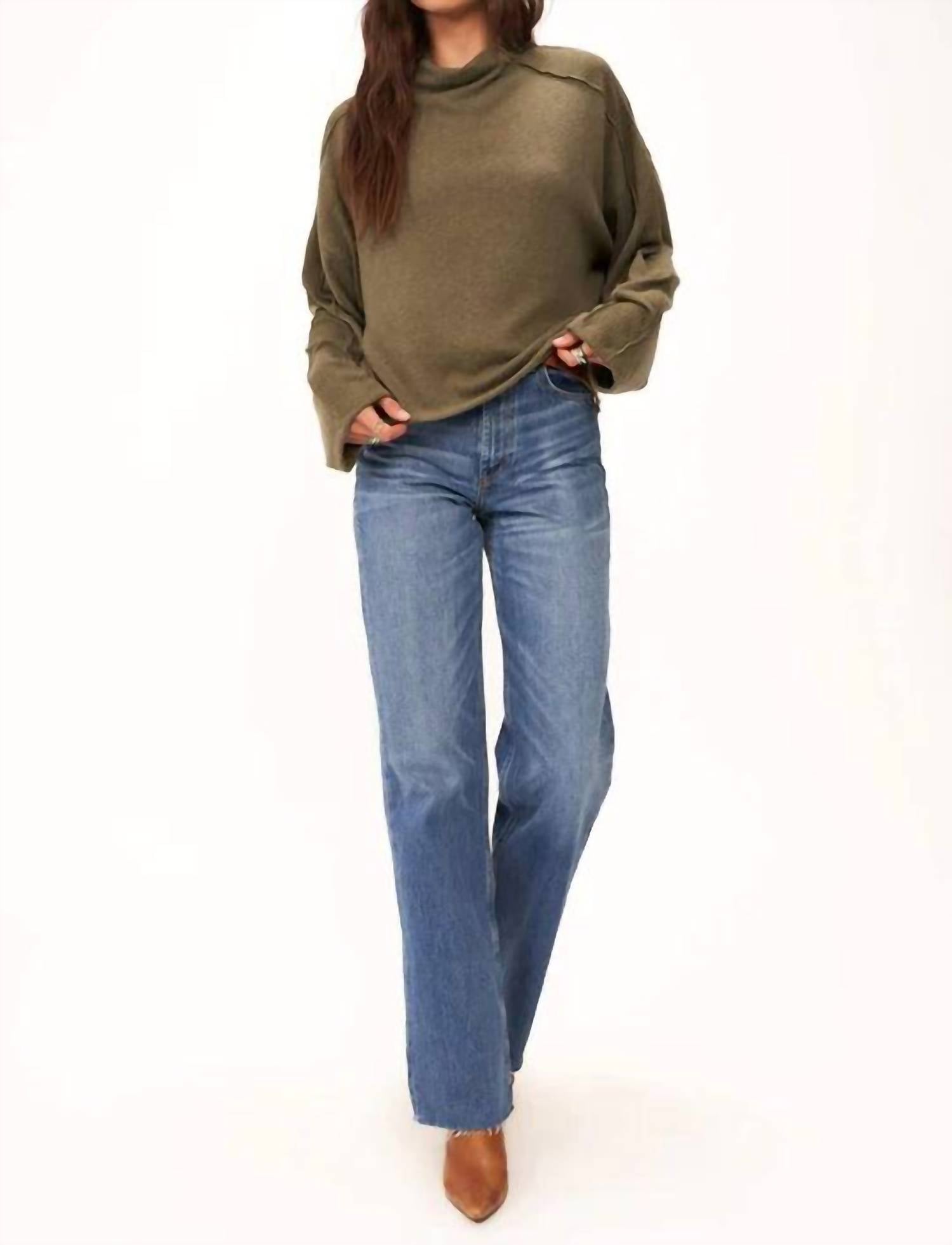 PROJECT SOCIAL T Modern Lover Cozy Top in alpine moss - women's long sleeve top
