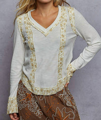 Pol - Ruffled Detail Rib Knit Top