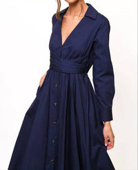 hutch Cora Wrap Midi Dress in navy - women's dress - alternate view