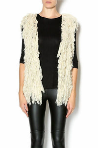ELAN Women's Shaggy Vest in beige - women's jacket