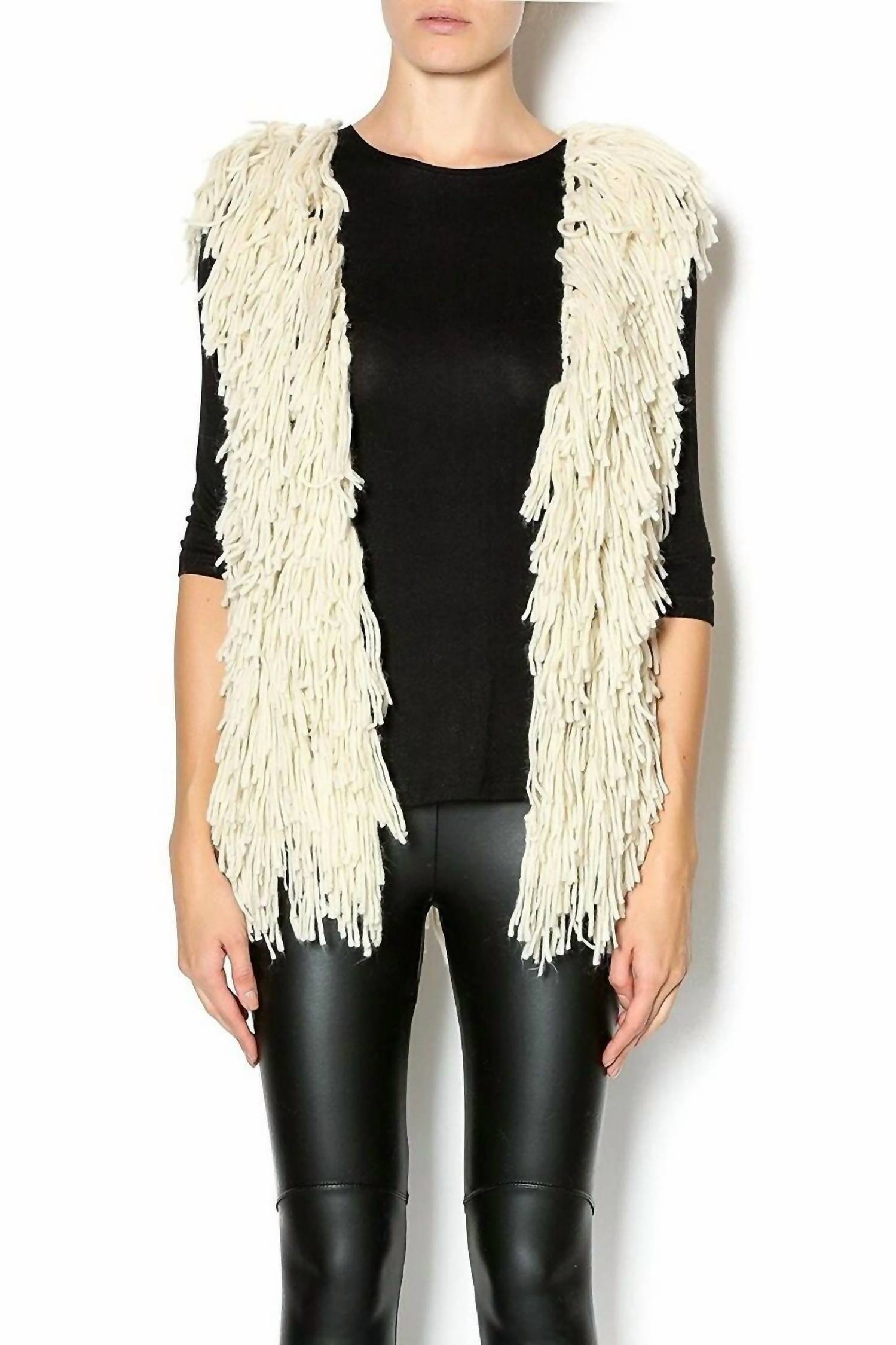 ELAN Women's Shaggy Vest in beige - women's jacket