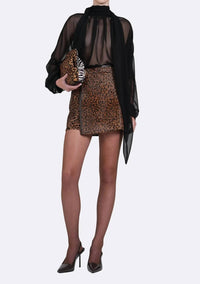 Nonchalant Label Blaine Mini Skirt in cheetah - women's skirt - detail view