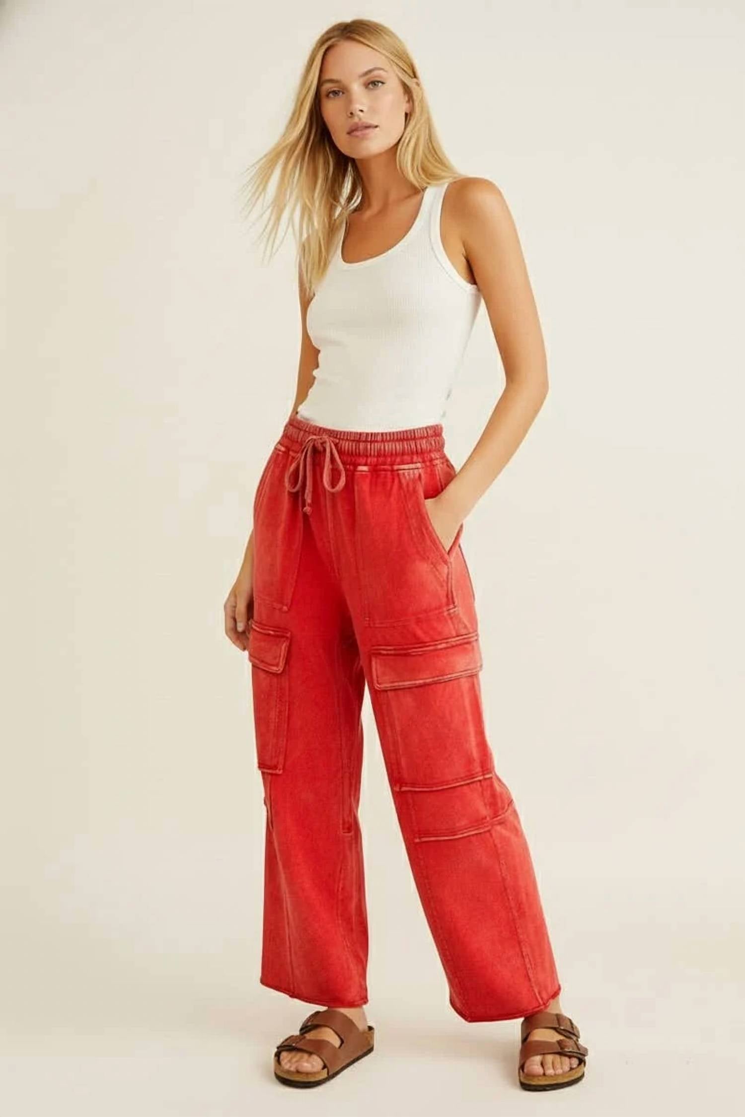 Sewn And Seen - Lori Mineral Washed Terry Cargo Pants