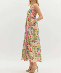 Entro - Italian Vase Print Midi Dress