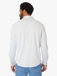Fairfax & Favor Men's Dunewood Flannel Shirt in heather gray twill - men's long sleeve top - alternate view