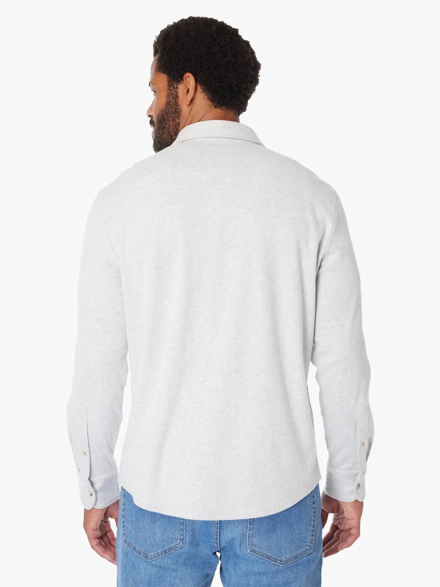 Fairfax & Favor Men's Dunewood Flannel Shirt in heather gray twill - men's long sleeve top - alternate view