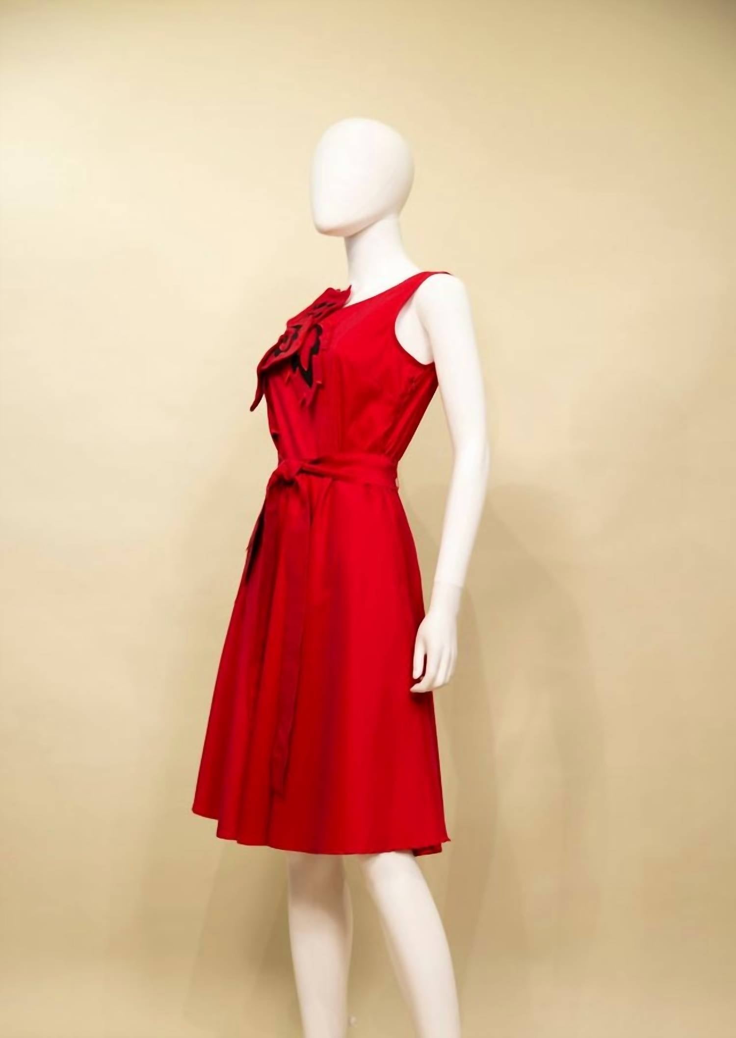 Samuel Dong - Women's Stretch Dupioni 3d Flower A-line Dress
