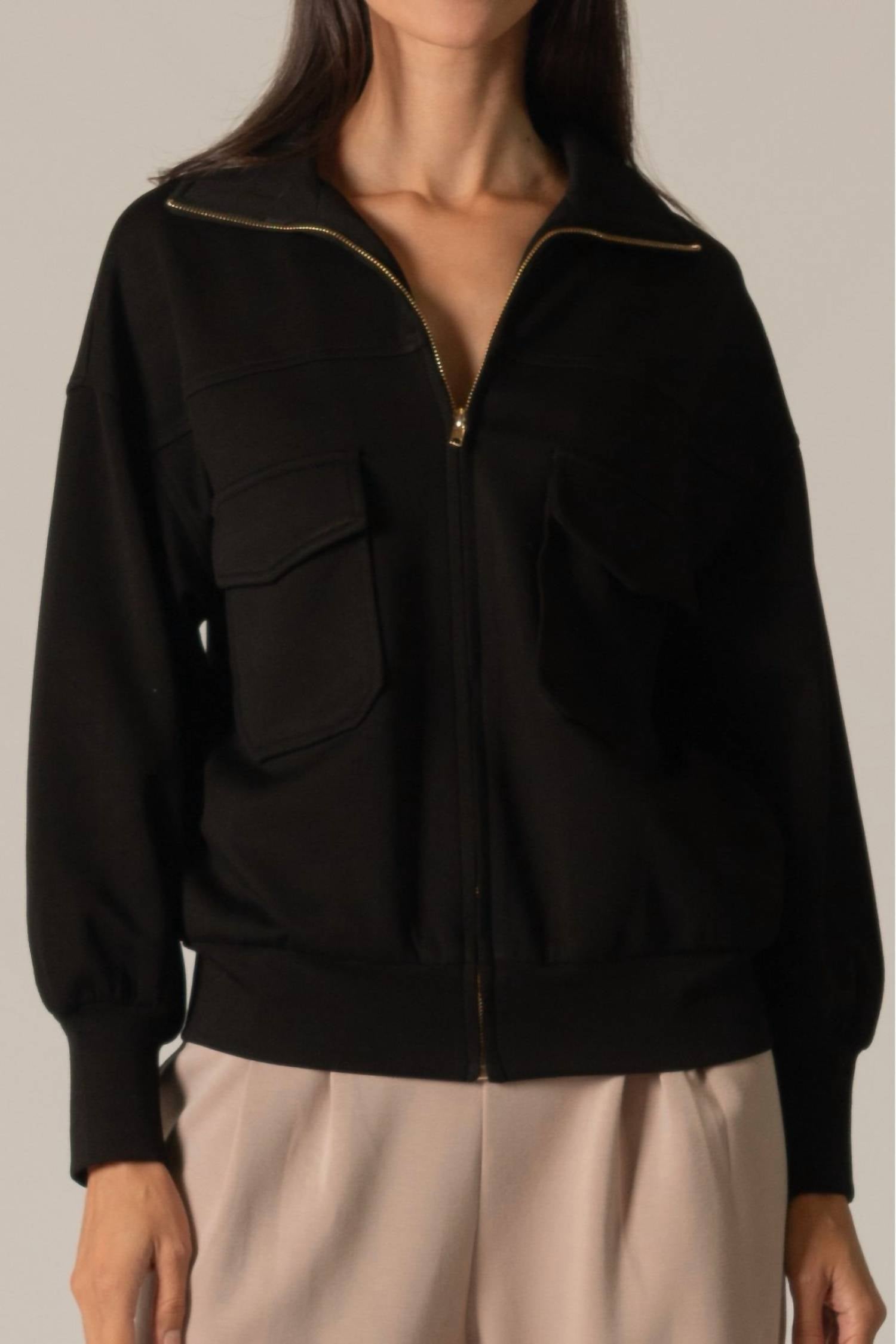 P.CILL Modal Utility Jacket in black - women's jacket