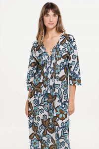 oneseason Oman Long Poppy Maxi Dress in white - women's dress - alternate view