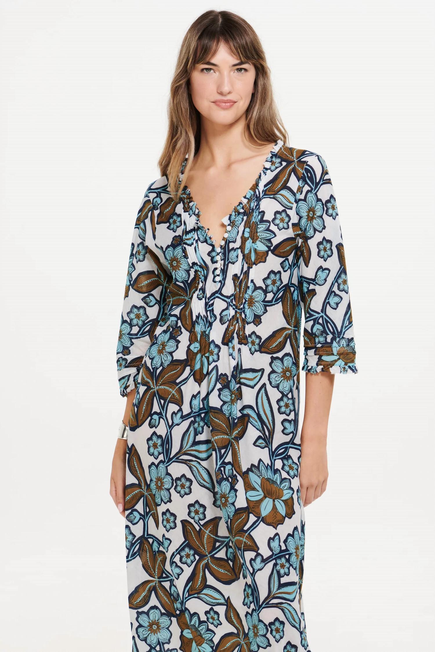 oneseason Oman Long Poppy Maxi Dress in white - women's dress - alternate view