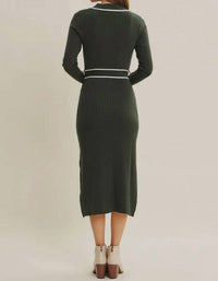 In February Martha Polo Midi Dress in deep green - women's dress - detail view
