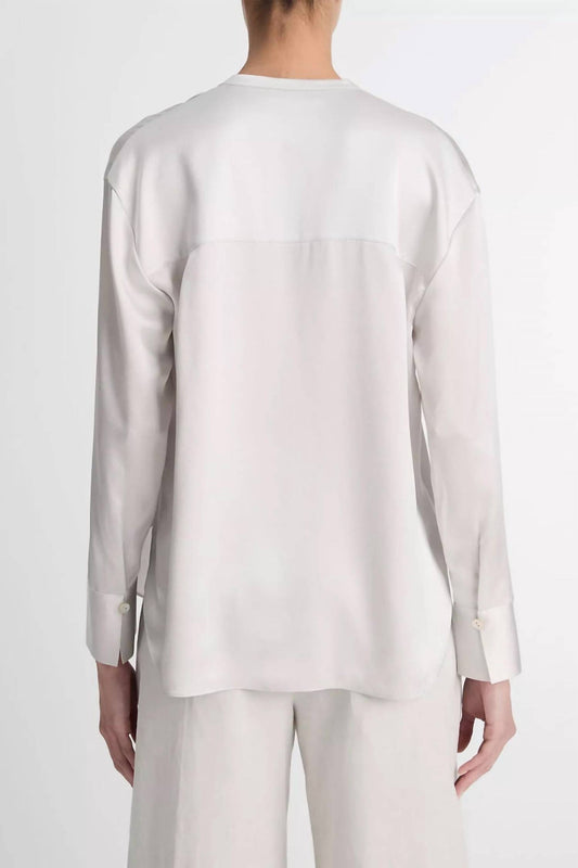 Vince - Silk Band V-neck Collar Blouse