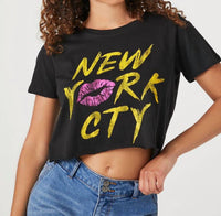 New York City Lips Cropped Tee