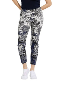 Joseph Ribkoff Tropical Print Slim Fit Pants in vanilla multi - women's pants