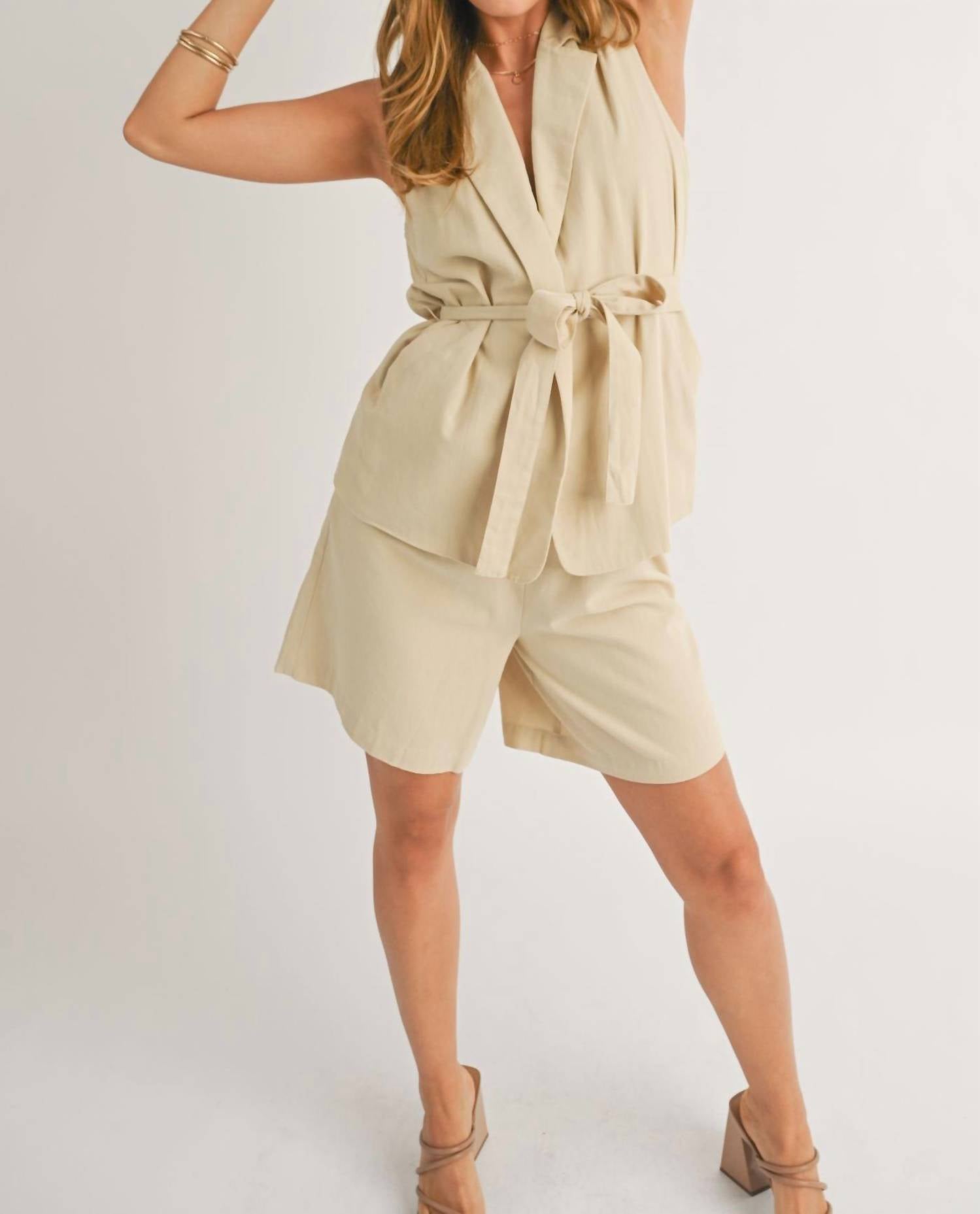 Sage The Label - Sunlit Open Front Blazer Vest
